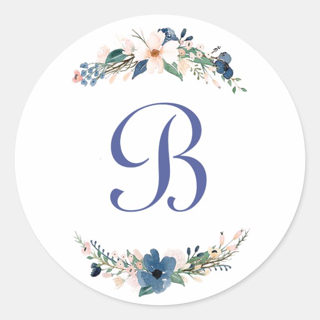 Sticker Rond Aquarelle personnalisée florale (Devant)