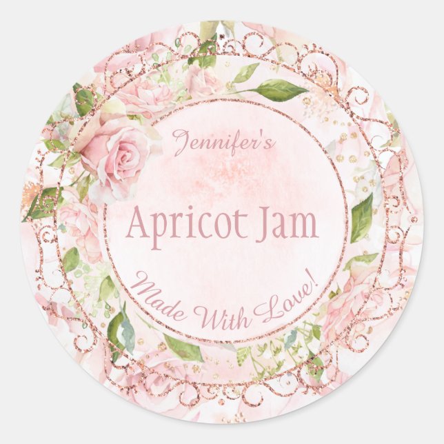 Sticker Rond Aquarelle Pink Floral Jelly Jam Boulangerie de con (Devant)