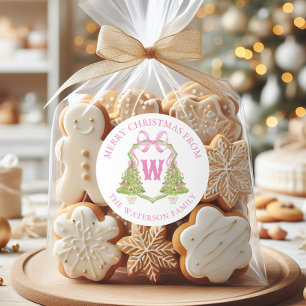 Sticker Rond Aquarelle Pink Nutcracker Cadeau de Noël Crest