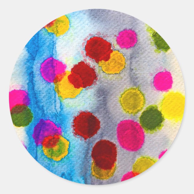 Sticker Rond Aquarelle pois bleue abstraite (Devant)