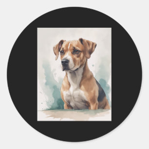 Sticker Rond Aquarelle Portrait de chien
