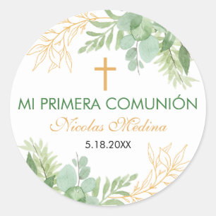 Sticker Rond Aquarelle Première communion Primera Comunion