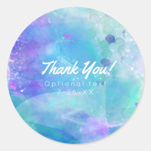 Sticker Rond Aquarelle Queue de sirène Anniversaire Fête Favori
