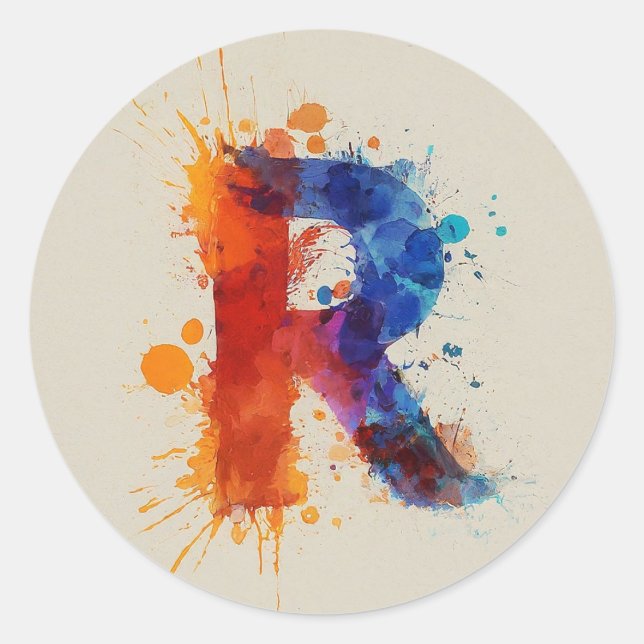 Sticker Rond Aquarelle R (Devant)