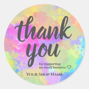 Sticker Rond Aquarelle Rainbow Splash Merci Favoriser les étiqu