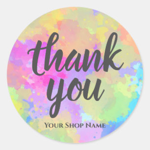 Sticker Rond Aquarelle Rainbow Splash Merci Favoriser les étiqu