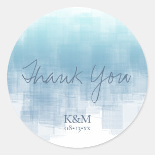 Sticker Rond Aquarelle Réflexions Merci Dusty Blue ID774