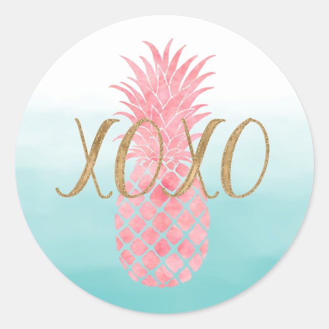 Sticker Rond Aquarelle rose Aiguille tropicale (Devant)