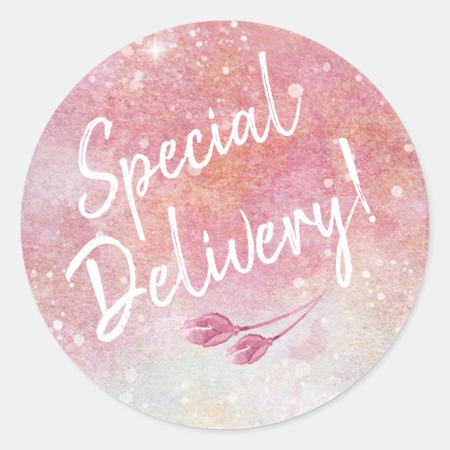 Sticker Rond Aquarelle rose - Enveloppe de livraison spéciale (Devant)