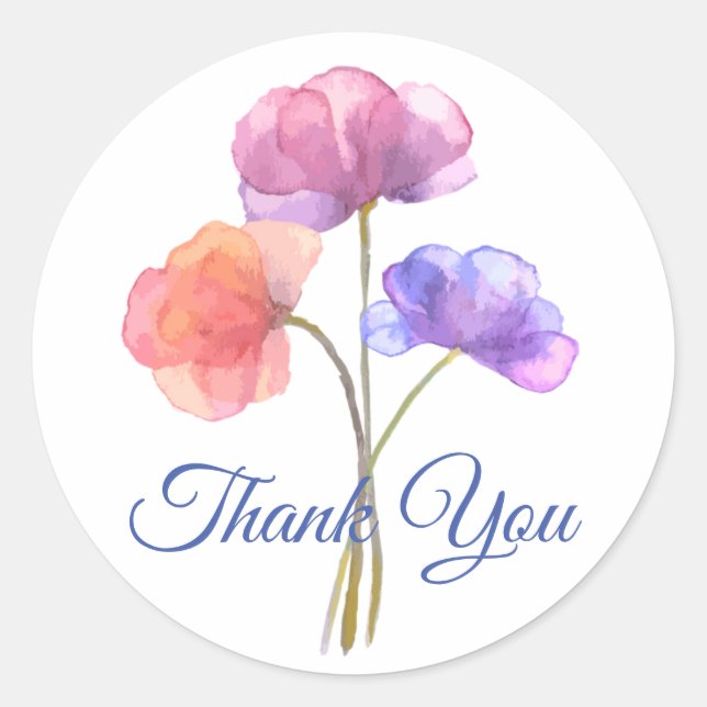 Sticker Rond Aquarelle rose floral (Devant)