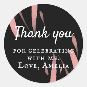 Sticker Rond Aquarelle rose noir 70e anniversaire Merci