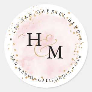 Sticker Rond Aquarelle rose vif - Ampersand de script or