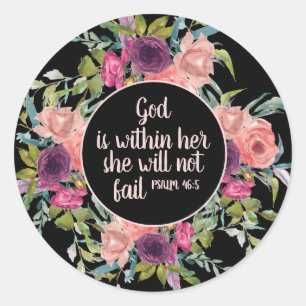 Sticker Rond Aquarelle rose violet Floral Bible chrétienne