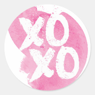 Sticker Rond Aquarelle rose XOXO