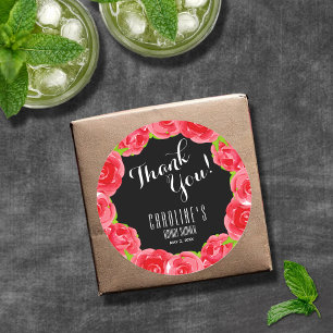 Sticker Rond Aquarelle Roses rouges Fête des mariées Derby