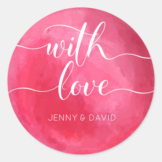 Sticker Rond Aquarelle rouge avec mariage (Devant)