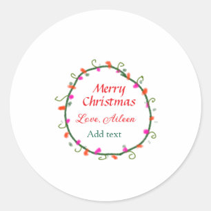 Sticker Rond aquarelle rouge blanc floral wreath joyeux Noël