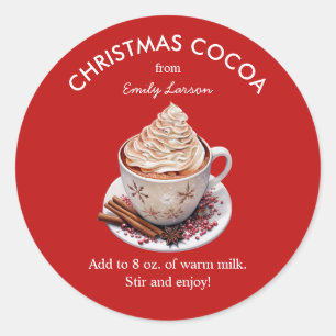 Sticker Rond Aquarelle rouge Festive cacao chaud