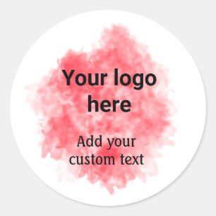 Sticker Rond Aquarelle rouge simple ajouter votre logo texte pe