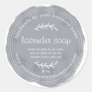 Sticker Rond Aquarelle rustique à lavande artisanale bleu foncé