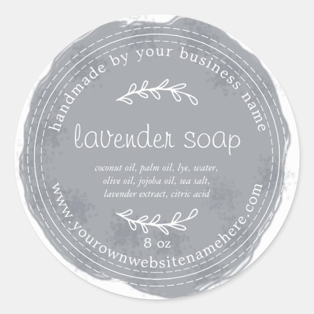 Sticker Rond Aquarelle rustique à lavande artisanale bleu foncé (Devant)