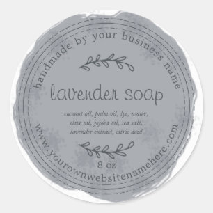 Sticker Rond Aquarelle rustique à lavande artisanale bleu foncé