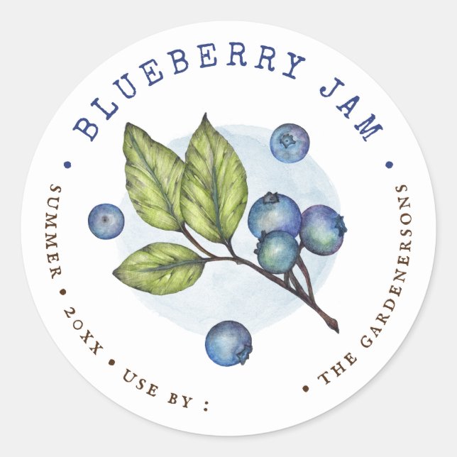 Sticker Rond Aquarelle rustique Blueberry Jam Classic Round (Devant)
