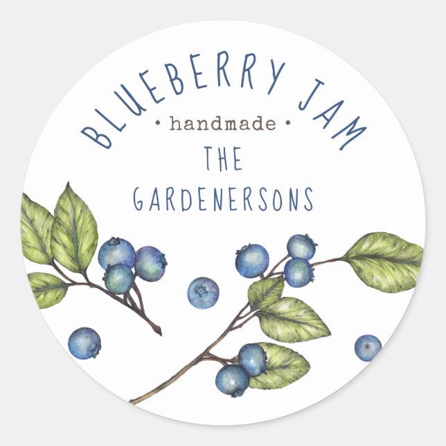 Sticker Rond Aquarelle rustique Blueberry Jam Classic Round Sti (Devant)