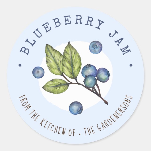 Sticker Rond Aquarelle rustique Blueberry Jam Classic Round Sti (Devant)