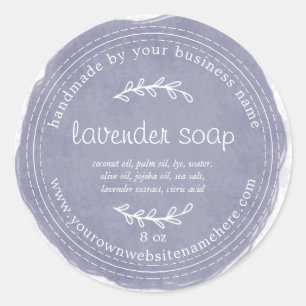 Sticker Rond Aquarelle Rustique de Lavande fait main