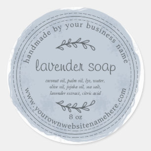Sticker Rond Aquarelle Rustique de Lavande fait main