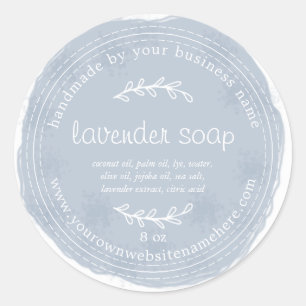 Sticker Rond Aquarelle Rustique de Lavande fait main