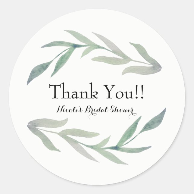Sticker Rond Aquarelle Rustique Feuille Élégante Fête Mariage F (Devant)