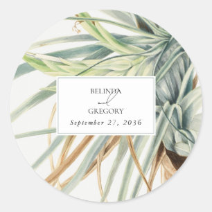 Sticker Rond Aquarelle Rustique Neutral Boho Mariage botanique