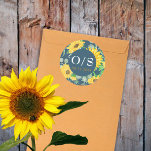 Sticker Rond Aquarelle Sceau de l'enveloppe du monogramme des t
