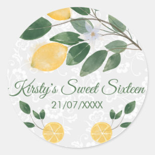 Sticker Rond Aquarelle Seize Ans Douze Citrons Siciliens