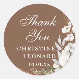 Sticker Rond Aquarelle simple Elegant Mariage Boho Merci