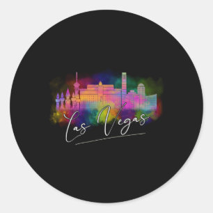 Sticker Rond Aquarelle Skyline Las Vegas