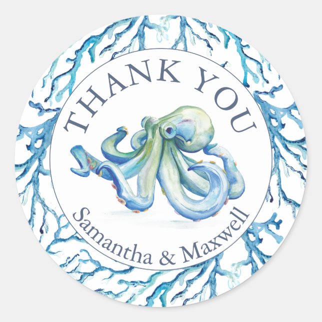Sticker Rond Aquarelle sous la mer (Devant)