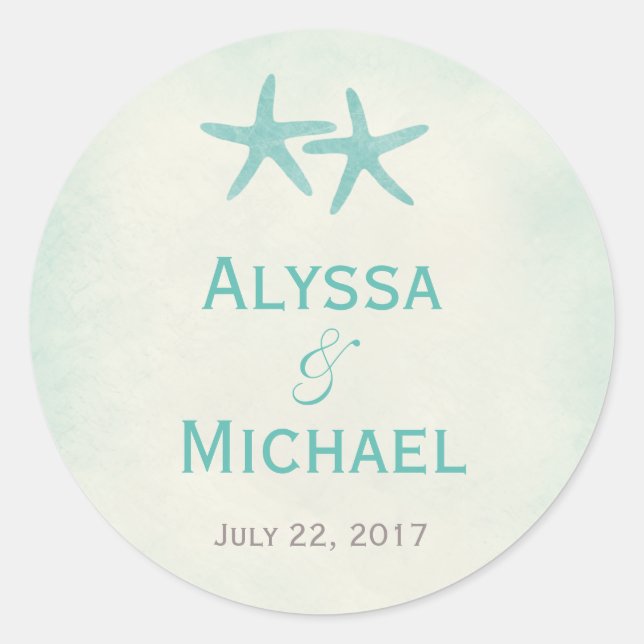 Sticker Rond Aquarelle Starfish Favoriser Sticker/Enveloppe Sce (Devant)