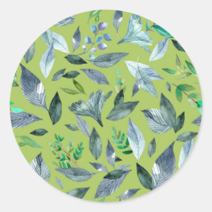 Sticker Rond Aquarelle tombée feuilles 6