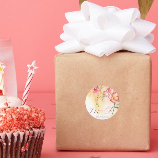 Sticker Rond Aquarelle tropicale Freesia (Fête)