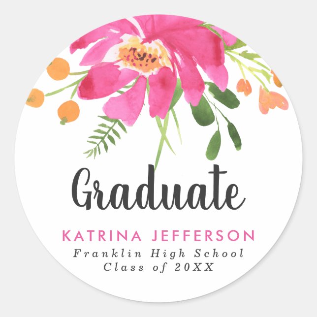 Sticker Rond Aquarelle Tropics Graduation (Devant)