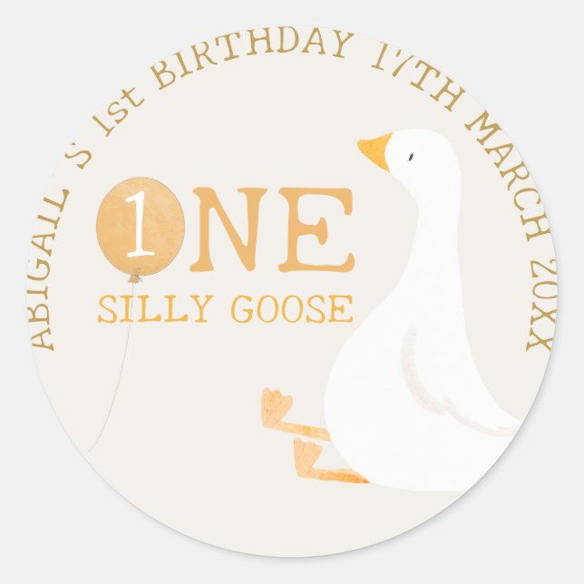Sticker Rond Aquarelle Une oie soie Fleur sauvage 1er anniversa (Devant)