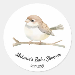 Sticker Rond Aquarelle usée sur un Baby shower de branche