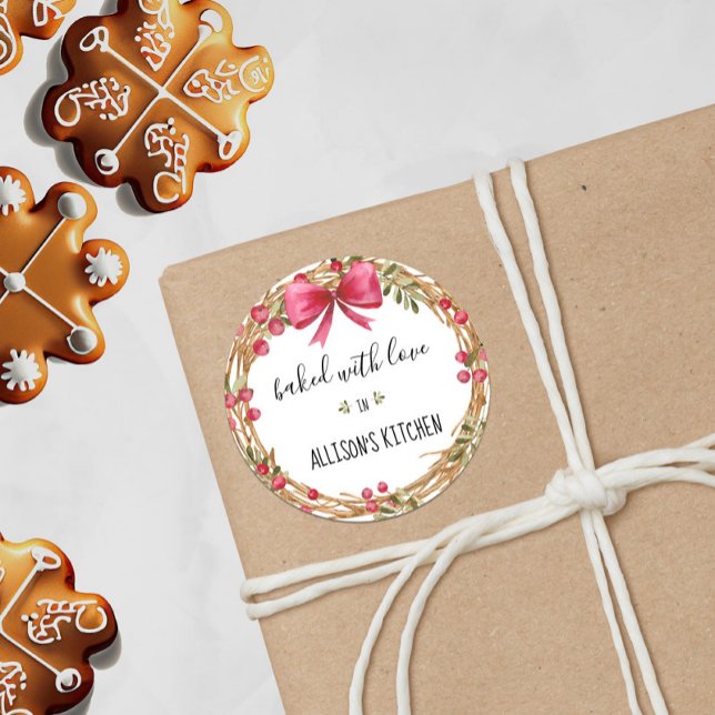 Sticker Rond Aquarelle Vacances Wreath Cuite Avec Amour (Créateur téléchargé)