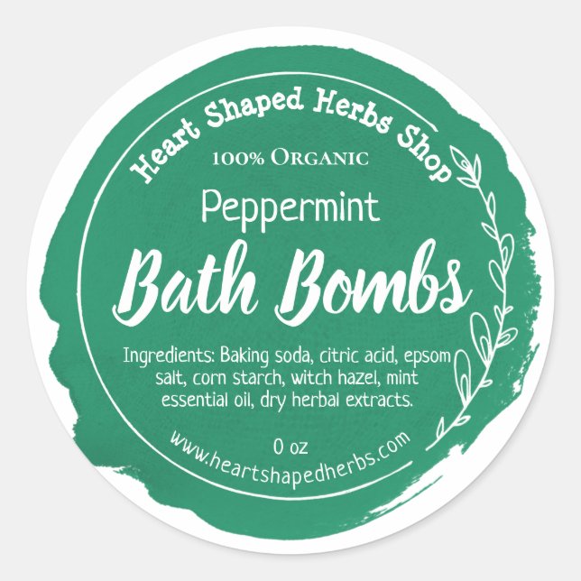 Sticker Rond Aquarelle vert foncé Bombe à menthe poivrée (Devant)