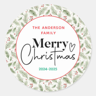 Sticker Rond : Aquarelle Vert Grass - Fête de Noël