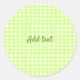 Sticker Rond Aquarelle vert plaid ginham personnalisé ajouter t
