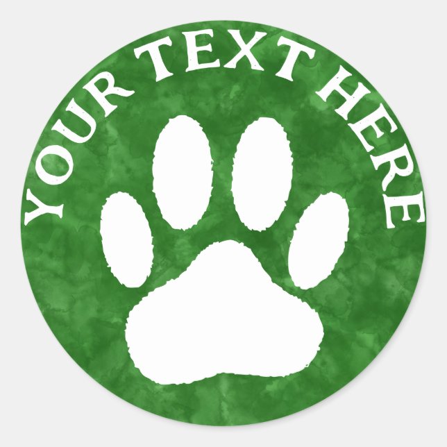 Sticker Rond Aquarelle verte blanche Empreinte de patte personn (Devant)